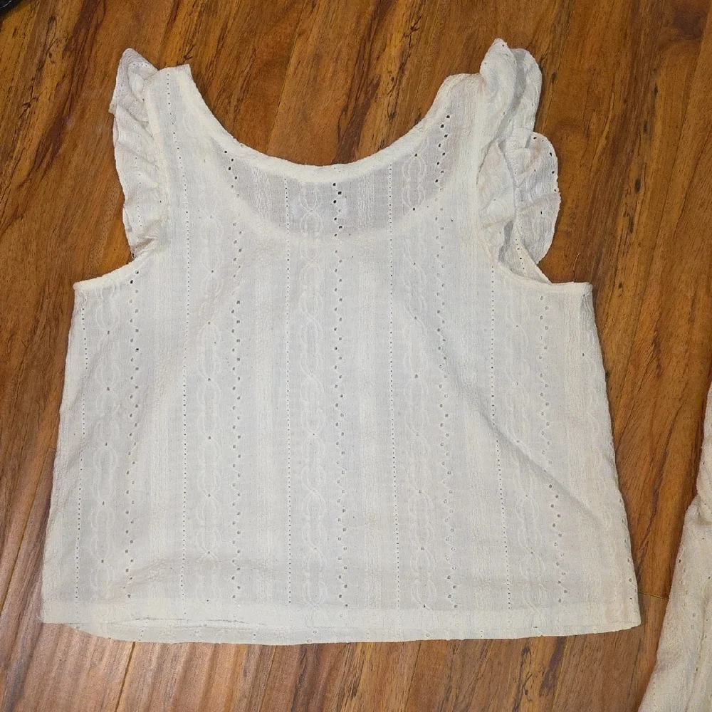 Women's White Eyelet Pajama Set - Picture 4 of 7